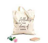 AILOONG Bolsa de lona para vino Cita y dicho musulmán: Alá está con quienes hacen el bien. Tela de 340g/m² de grosor Combina con la ropa