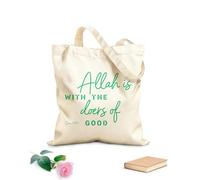 AILOONG Bolsa de lona para vino Cita y dicho musulmán: Alá está con quienes hacen el bien. Tela de 340g/m² de grosor Combina con la ropa