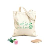 AILOONG Bolsa de lona para vino Despierta y huele el café. Cocina, restaurante, cafetería. Frases inspiradoras. Tela de 340g/m² de grosor Combina con la ropa