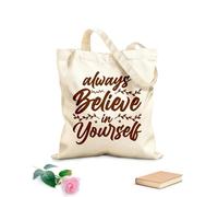 AILOONG Bolsa de lona para vino Diseño de cita inspiradora: Cree siempre en ti mismo. Tela de 340g/m² de grosor Combina con la ropa