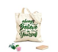 AILOONG Bolsa de lona para vino Diseño de cita inspiradora: Cree siempre en ti mismo. Tela de 340g/m² de grosor Combina con la ropa