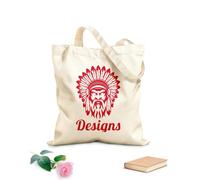 AILOONG Bolsa de lona para vino Diseño de logotipo de guerrero americano Logotipo de cabeza de guerrero americano Tela de 340g/m² de grosor Combina con la ropa