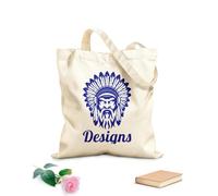 AILOONG Bolsa de lona para vino Diseño de logotipo de guerrero americano Logotipo de cabeza de guerrero americano Tela de 340g/m² de grosor Combina con la ropa