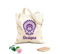 AILOONG Bolsa de lona para vino Diseño de logotipo de guerrero americano Logotipo de cabeza de guerrero americano Tela de 340g/m² de grosor Combina con la ropa