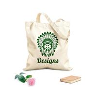 AILOONG Bolsa de lona para vino Diseño de logotipo de guerrero americano Logotipo de cabeza de guerrero americano Tela de 340g/m² de grosor Combina con la ropa