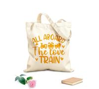 AILOONG Bolsa de lona para vino Diseño de taza con frases Todos a bordo del amor para el Día de San Valentín. Tela de 340g/m² de grosor Combina con la ropa