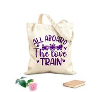 AILOONG Bolsa de lona para vino Diseño de taza con frases Todos a bordo del amor para el Día de San Valentín. Tela de 340g/m² de grosor Combina con la ropa
