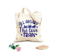 AILOONG Bolsa de lona para vino Diseño de taza con frases Todos a bordo del amor para el Día de San Valentín. Tela de 340g/m² de grosor Combina con la ropa