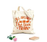 AILOONG Bolsa de lona para vino Diseño de taza con frases Todos a bordo del amor para el Día de San Valentín. Tela de 340g/m² de grosor Combina con la ropa