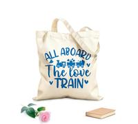 AILOONG Bolsa de lona para vino Diseño de taza con frases Todos a bordo del amor para el Día de San Valentín. Tela de 340g/m² de grosor Combina con la ropa