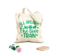 AILOONG Bolsa de lona para vino Diseño de taza con frases Todos a bordo del amor para el Día de San Valentín. Tela de 340g/m² de grosor Combina con la ropa