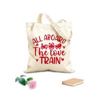 AILOONG Bolsa de lona para vino Diseño de taza con frases Todos a bordo del amor para el Día de San Valentín. Tela de 340g/m² de grosor Combina con la ropa