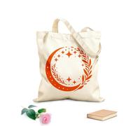 AILOONG Bolsa de lona para vino El patrón celestial es un patrón circular de una luna creciente, estrellas y ramas. Tela de 340g/m² de grosor Combina con la ropa