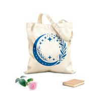 AILOONG Bolsa de lona para vino El patrón celestial es un patrón circular de una luna creciente, estrellas y ramas. Tela de 340g/m² de grosor Combina con la ropa