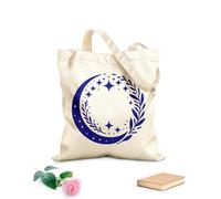 AILOONG Bolsa de lona para vino El patrón celestial es un patrón circular de una luna creciente, estrellas y ramas. Tela de 340g/m² de grosor Combina con la ropa