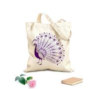 AILOONG Bolsa de lona para vino El pavo real mantiene su cabeza en alto y sus plumas extendidas. Tela de 340g/m² de grosor Combina con la ropa