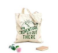 AILOONG Bolsa de lona para vino La aventura está ahí fuera, senderismo en la montaña, cita, eslogan, motivación, tipografía Tela de 340g/m² de grosor Combina con la ropa