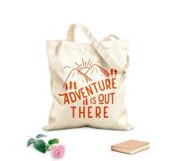 AILOONG Bolsa de lona para vino La aventura está ahí fuera, senderismo en la montaña, cita, eslogan, motivación, tipografía Tela de 340g/m² de grosor Combina con la ropa