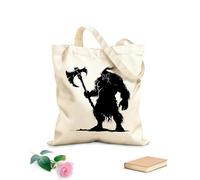 AILOONG Bolsa de lona para vino Ogro de silueta, raza mítica del juego, solo con hacha grande. Tela de 12 oz de grosor Combina con la ropa 25x30cm Pequeño