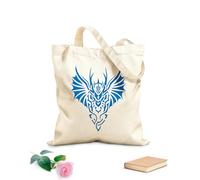 AILOONG Bolsa de lona para vino Silueta de tatuaje de cabeza de dragón enojado mirando hacia adelante Tela de 340g/m² de grosor Combina con la ropa