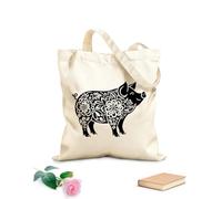 AILOONG Bolsa de lona para vino Silueta de un signo del zodíaco con caracteres chinos de cerdo Tela de 12 oz de grosor Combina con la ropa 31x36cm Mediano