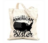 AILOONG Bolsa de lona para vino Todo americano esposo hermana hermano abuelo abuela niño pequeño 4 de julio también Tela de 12 oz de grosor Combina con la ropa 25x30cm Pequeño