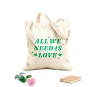 AILOONG Bolsa de lona para vino Todo lo que necesitamos es amor, frase positiva en estilo retro de los años 70 en mensaje a cuadros. Tela de 340g/m² de grosor Combina con la ropa