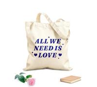 AILOONG Bolsa de lona para vino Todo lo que necesitamos es amor, frase positiva en estilo retro de los años 70 en mensaje a cuadros. Tela de 340g/m² de grosor Combina con la ropa