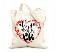 AILOONG Bolsa de lona para vino Todo lo que necesitas es amor, cita romántica escrita a mano Tela de 12 oz de grosor Combina con la ropa 31x36cm Mediano