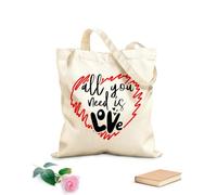 AILOONG Bolsa de lona para vino Todo lo que necesitas es amor, cita romántica escrita a mano Tela de 12 oz de grosor Combina con la ropa 25x30cm Pequeño