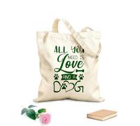 AILOONG Bolsa de lona para vino Todo lo que necesitas es amor y un perro. Citas y diseños sobre perros. Tela de 340g/m² de grosor Combina con la ropa