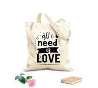 AILOONG Bolsa de lona para vino Todo lo que necesito es amor, citas motivacionales Tela de 12 oz de grosor Combina con la ropa 35x40cm Grande