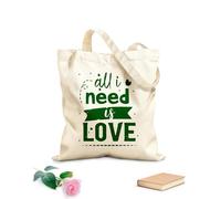 AILOONG Bolsa de lona para vino Todo lo que necesito es amor, citas motivacionales Tela de 340g/m² de grosor Combina con la ropa