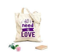 AILOONG Bolsa de lona para vino Todo lo que necesito es amor, citas motivacionales Tela de 340g/m² de grosor Combina con la ropa