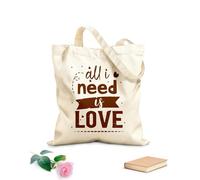 AILOONG Bolsa de lona para vino Todo lo que necesito es amor, citas motivacionales Tela de 340g/m² de grosor Combina con la ropa