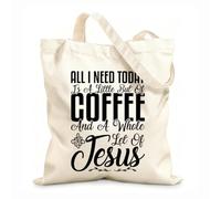 AILOONG Bolsa de lona para vino Todo lo que necesito hoy es un poco de café y una taza entera de Jesús. Tela de 12 oz de grosor Combina con la ropa 35x40cm Grande