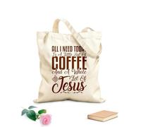 AILOONG Bolsa de lona para vino Todo lo que necesito hoy es un poco de café y una taza entera de Jesús. Tela de 340g/m² de grosor Combina con la ropa