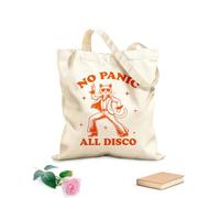 AILOONG Bolsa de lona para vino Todo pánico sin discoteca gato hilarante tipografía gracioso animal gato vintage Tela de 340g/m² de grosor Combina con la ropa