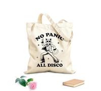 AILOONG Bolsa de lona para vino Todo pánico sin discoteca gato hilarante tipografía gracioso animal gato vintage Tela de 12 oz de grosor Combina con la ropa 31x36cm Mediano