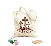 AILOONG Bolsa de lona para vino tres cruces cristianas con raíces de árboles Tela de 340g/m² de grosor Combina con la ropa