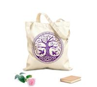 AILOONG Bolsa de lona para vino Un árbol de la vida celta con dos leones y un dragón. Tela de 340g/m² de grosor Combina con la ropa