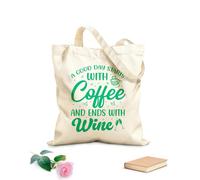 AILOONG Bolsa de lona para vino Un buen día empieza con café y termina con vino. Tela de 340g/m² de grosor Combina con la ropa