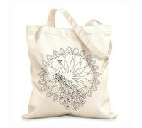 AILOONG Bolsa de lona para vino un pavo real con una flor Tela de 12 oz de grosor Combina con la ropa 35x40cm Grande