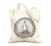 AILOONG Bolsa de lona para vino Un pavo real está parado en un patrón circular. Tela de 12 oz de grosor Combina con la ropa 35x40cm Grande