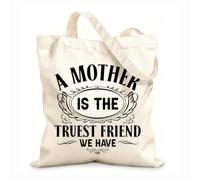AILOONG Bolsa de lona para vino Una madre es la amiga más verdadera que tenemos tipografía Tela de 12 oz de grosor Combina con la ropa 31x36cm Mediano
