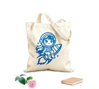 AILOONG Bolsa de lona para vino Una niña astronauta de dibujos animados sentada en un cohete Tela de 340g/m² de grosor Combina con la ropa