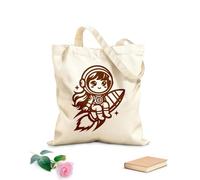 AILOONG Bolsa de lona para vino Una niña astronauta de dibujos animados sentada en un cohete Tela de 340g/m² de grosor Combina con la ropa