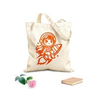 AILOONG Bolsa de lona para vino Una niña astronauta de dibujos animados sentada en un cohete Tela de 340g/m² de grosor Combina con la ropa