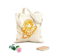 AILOONG Bolsa de lona para vino Una niña astronauta de dibujos animados sentada en un cohete Tela de 340g/m² de grosor Combina con la ropa