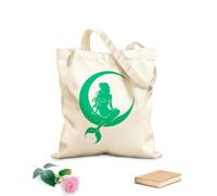 AILOONG Bolsa de lona para vino Una sirena está sentada en una luna Tela de 340g/m² de grosor Combina con la ropa